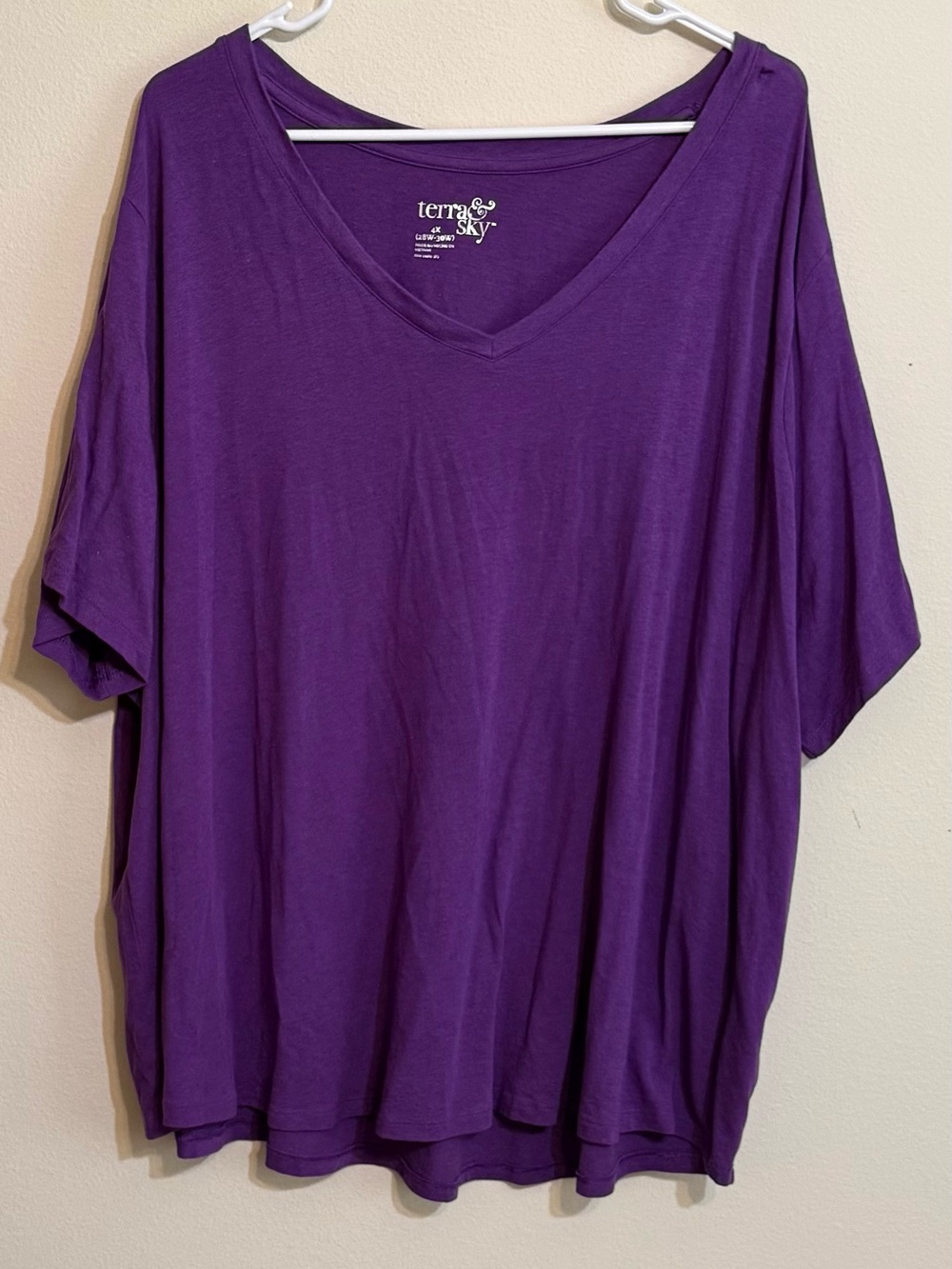 Terra & Sky Purple V-Neck Women’s Top 4X